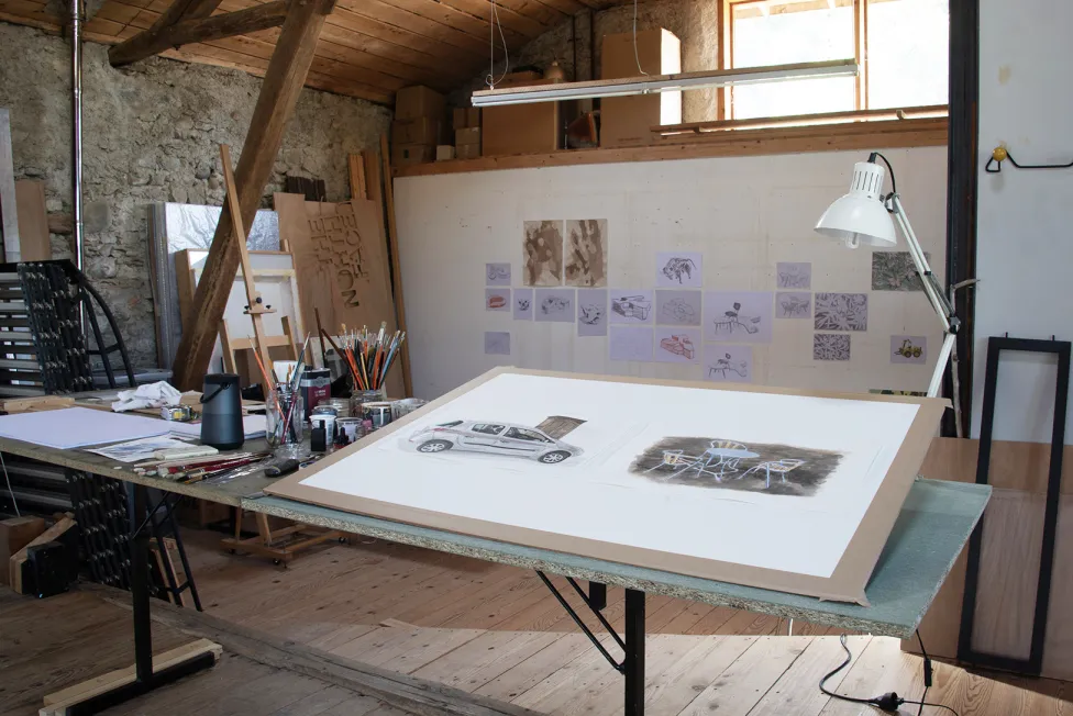 Vue de l'atelier de Bertrand Segonzac